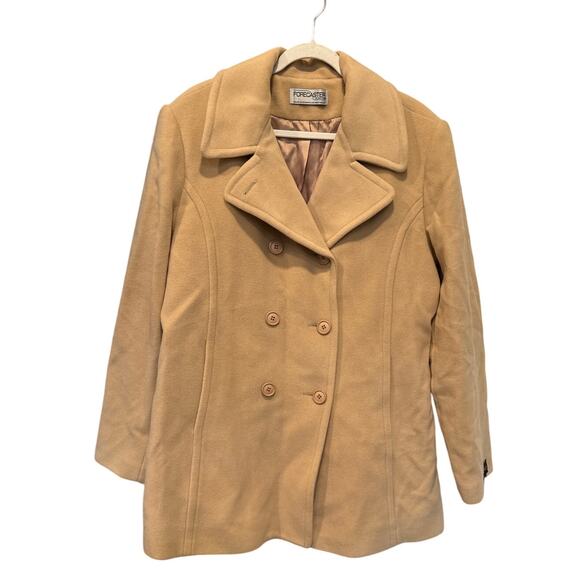 Vintage Forecaster of Boston Caramel Brown Lamb's Wool Lined Peacoat Sz 16 NEW - Picture 1 of 6